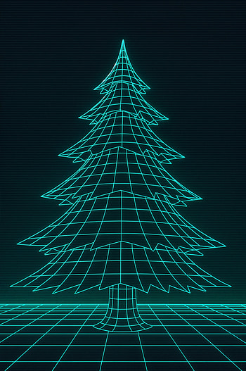 Neon Wireframe Evergreen — , christmas tree, neon, synthwave HD phone wallpaper