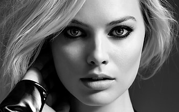 Margot Robbie, Australian actress, portrait, monochrome, Australian star, Margot Robbie portrait HD wallpaper
