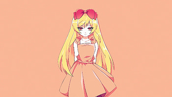 Cute, anime girl, blonde, long hair, original HD wallpaper