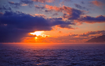 Nature, Water, Sunset, Sea, Sun, Waves, Horizon HD wallpaper