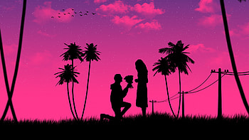 Boy Kneeling Down Giving Flowers To Girl, love, artist, artwork, digital-art, behance HD wallpaper