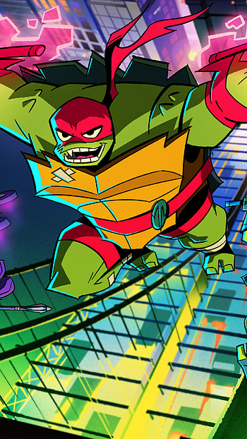 TMNT, Action-packed scenes, Dynamic artwork, Ninja Turtles team HD phone wallpaper