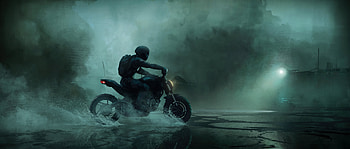 Biker In Fog , biker, artist, artwork, digital-art, artstation HD wallpaper