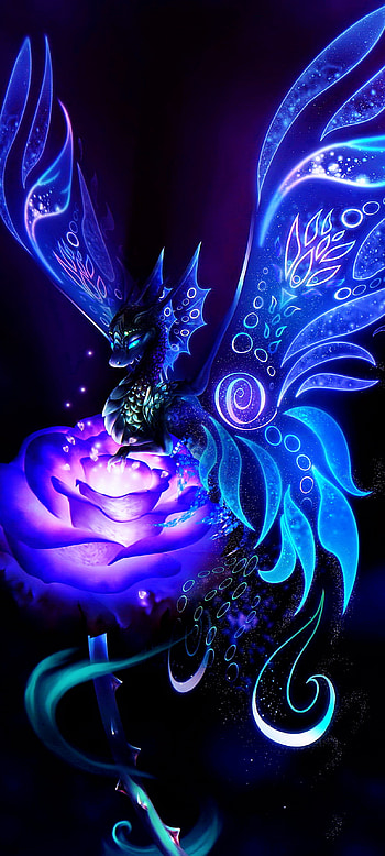 Neon Dragon, purple HD phone wallpaper