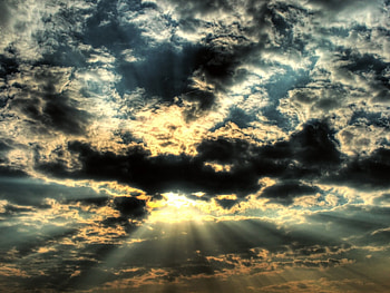 Clouds, rays, heaven, sky, sun HD wallpaper