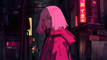 Pink Kiwi Urban Oasis, anime-girl, anime, artist, artwork, digital-art HD wallpaper