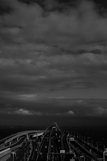 Cities, Sky, Roads, Clouds, Dark, Bw, Chb, Highway HD phone wallpaper