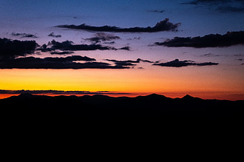 Sunset, Sky, Clouds, Dark, Hills HD wallpaper