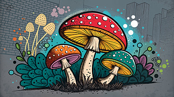Vibrant Fungi in Ultra, fungi, mushroom, Digital Art, colorful, nature HD wallpaper