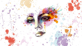 Painted Lady, splatter, watercolor, face, paint, woman, beauty HD wallpaper