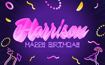 Happy Birtay Harrison, , Purple Party Background, Harrison, creative art, Happy Harrison birtay, Harrison name, Harrison Birtay, Birtay Party Background HD wallpaper