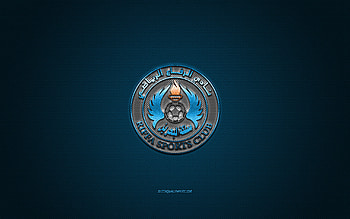 Al-Riffa SC, Bahraini football club, Bahraini Premier League, white logo, blue carbon fiber background, football, Riffa, Bahrain, Al-Riffa SC logo HD wallpaper