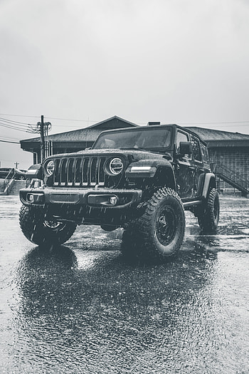Rain, Cars, Car, Suv, Jeep, Bw, Chb HD phone wallpaper