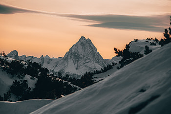 Landscape, Winter, Nature, Mountains, Twilight, Snow, Dusk HD wallpaper
