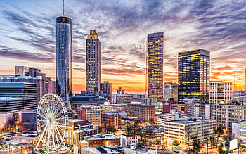 Atlanta skyline, Westin Peachtree Plaza Hotel HD wallpaper