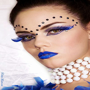 BLUE MAKEUP, WHITE PERLS, blue, makeup, white, pretty, perls, face, woman HD wallpaper