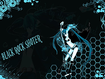 Black Rock Shooter, blue, black, song, twintail, title, cute, girl, beautiful, brs, anime, cape, song title HD wallpaper