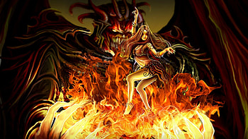 fire dance, dance, fantasy, flames, evil, hot, woman, dark, artistic HD wallpaper