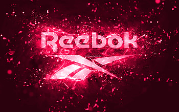 Reebok pink logo, , pink neon lights, creative, pink abstract background, Reebok logo, brands, Reebok HD wallpaper