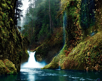 Punch Bowl Falls in Oregon, oregon, trees, waterfall, nature, forest, usa HD wallpaper