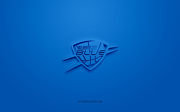 Oklahoma City Blue, creative 3D logo, blue background, NBA G League, 3d emblem, American Basketball Club, Oklahoma, USA, 3d art, basketball, Oklahoma City Blue 3d logo HD wallpaper