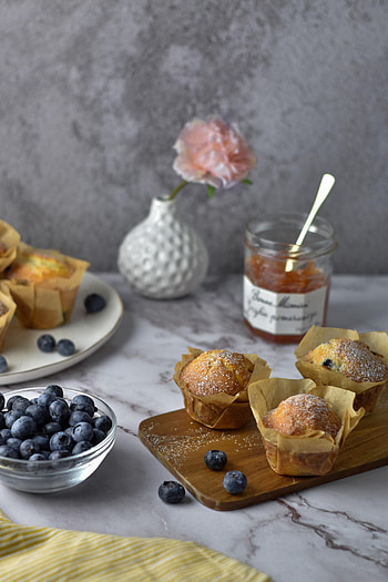 Food, Desert, Bilberries, Berries, Honey, Cupcakes HD phone wallpaper