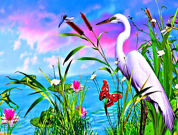 Lovely Painting, Bird, Butterfly, pretty, Art HD wallpaper