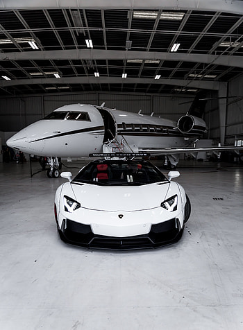 Sports Car, Sports, Lamborghini, Cars, Plane, Airplane, Lamborghini Aventador, Luxury HD phone wallpaper