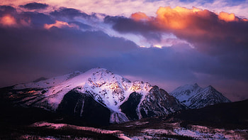 Morning Storm - Sunrise over the Gore Mountains in Colorado, winter, snow, trees, landscape, clouds, colors, sky, mountain HD wallpaper