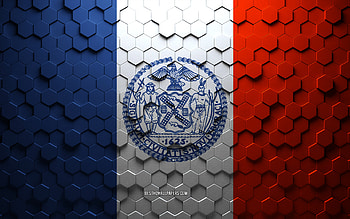 Flag of New York City, honeycomb art, New York City hexagons flag, New York City, 3d hexagons art, New York City flag HD wallpaper