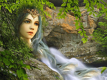 Water illusion, colorful, color, girl, beautiful, fantasy, waterfall, nature, princess, splendor, hair, lovely HD wallpaper