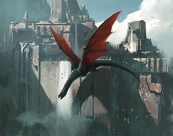 Dragon Taking Down The Wall, dragon, artist, artwork, digital-art, artstation HD wallpaper