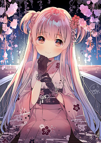 Anime girl, Cherry blossom season, resolution, Captivating anime art HD phone wallpaper