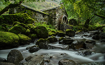 Watermill in Borrowdale Valley Cumbria England, watermill, water, cumbria, england HD wallpaper