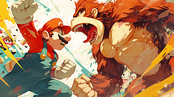 Epic Donkey Kong vs Mario Super Smash Bros, Donkey Kong, Mario, Super Smash Bros., video game, animation HD wallpaper
