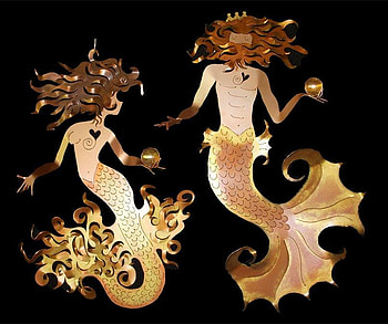 Mermaids, abstract, spheres HD wallpaper