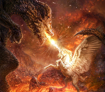 The dreamer horse, unicorn, dragon, pegasus, joe requeza, orange, fire, wings, horse, art, fantasy HD wallpaper