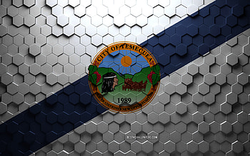 Flag of Temecula, California, honeycomb art, Temecula hexagons flag, Temecula, 3d hexagons art, Temecula flag HD wallpaper