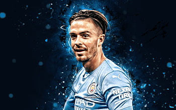 Jack Grealish, , blue neon lights, 2022, english footballers, Manchester City FC, Premier League, Jack Peter Grealish, soccer, Jack Grealish , Man City, Jack Grealish Manchester City HD wallpaper