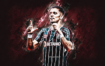 Gabriel Teixeira, Fluminense, Brazilian footballer, Serie A, Brazil, football, burgundy stone background, grunge art HD wallpaper