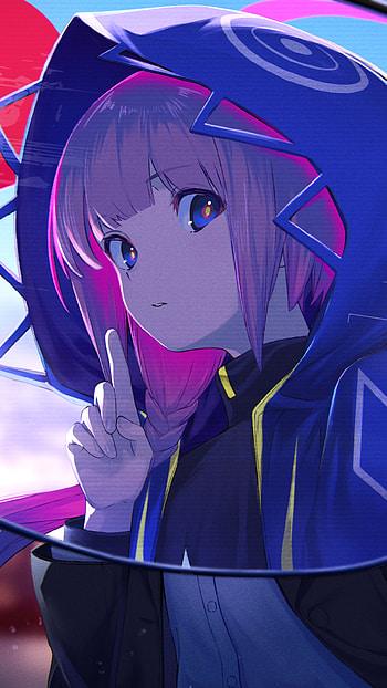 blue eyes, pink hair, Anime, Virtual Youtuber HD phone wallpaper