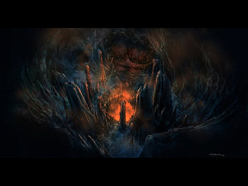 Cave, fantasy, fire, dark HD wallpaper