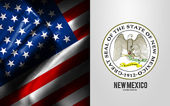 Seal of New Mexico, USA Flag, New Mexico emblem, New Mexico coat of arms, New Mexico badge, American flag, New Mexico, USA HD wallpaper