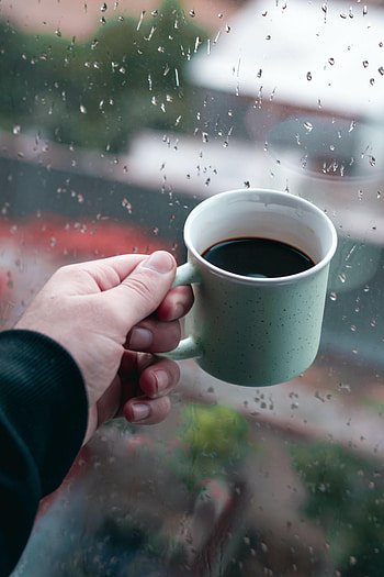 Rain, Coffee, Hand, Miscellanea, Miscellaneous, Cup, Window, Mug HD phone wallpaper