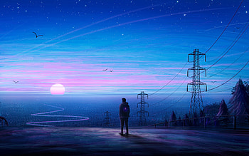 Silhouette, loneliness, man, river, art, Lonely Man HD wallpaper