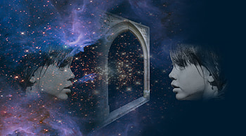 Universe, Stars, Miscellanea, Miscellaneous, Face, Multiple Exposure, Multi-Exposure HD wallpaper