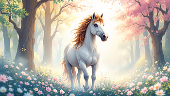 Majestic Horse in Ultra, horse, unicorn, fantasy, forest, flower HD wallpaper