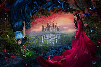 Ruby, digital, art, windows, light, girls, castle HD wallpaper