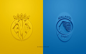 Villarreal vs Atalanta, 2021, UEFA Champions League, Group F, 3D logos, yellow blue background, Champions League, football match, 2021 Champions League, Villarreal, Atalanta HD wallpaper
