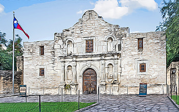 Battle of the Alamo, , abstract citiscapes, vector art, american landmarks, creative, american tourist attractions, Texas, USA, America HD wallpaper